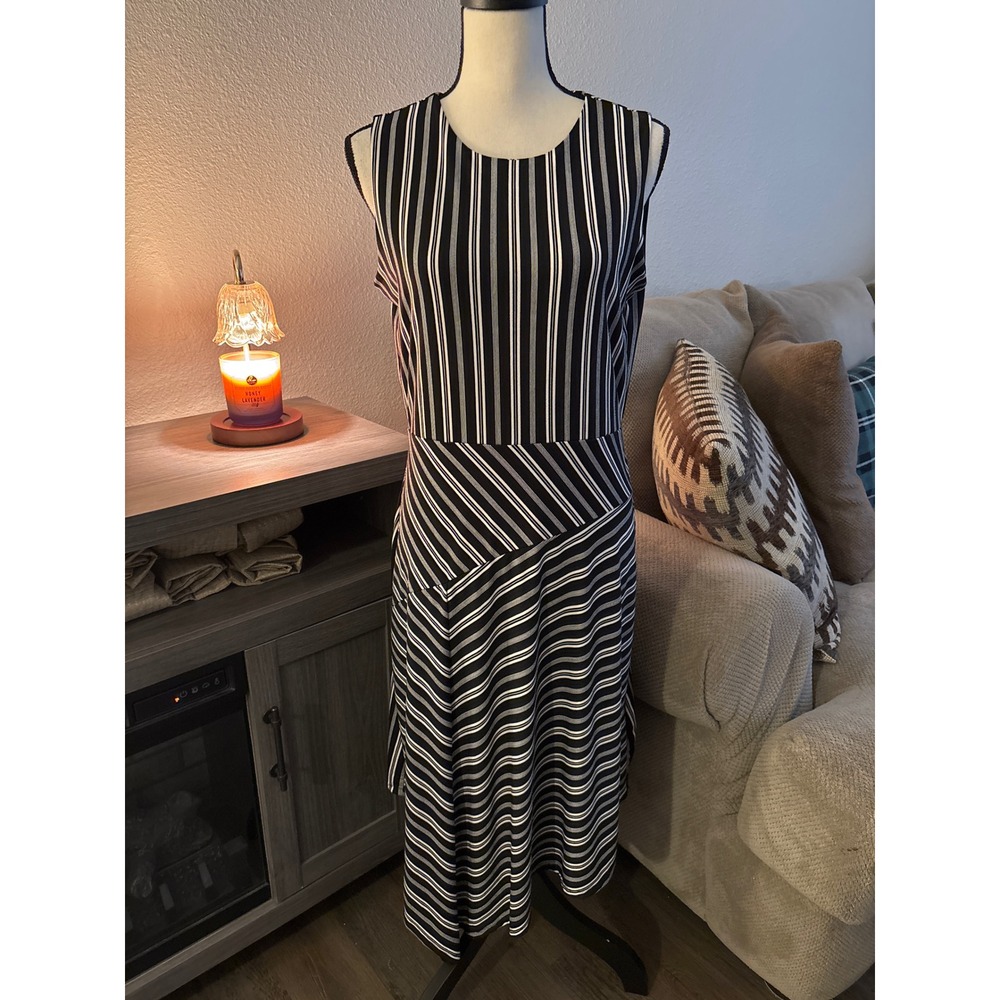Banana Republic‎ dress medium striped black white